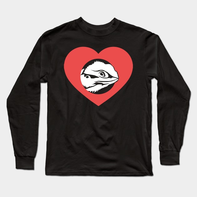 Cute Heart & Bearded Dragon Long Sleeve T-Shirt by MeatMan